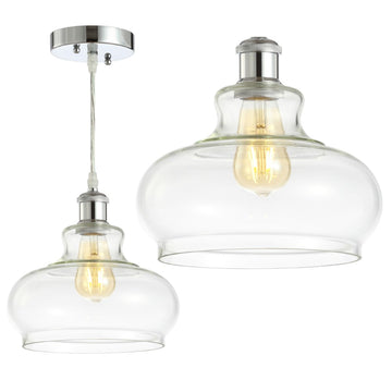 Hampton 9.38" Adjustable Iron/Glass Pharmacy LED Pendant - JONATHAN Y